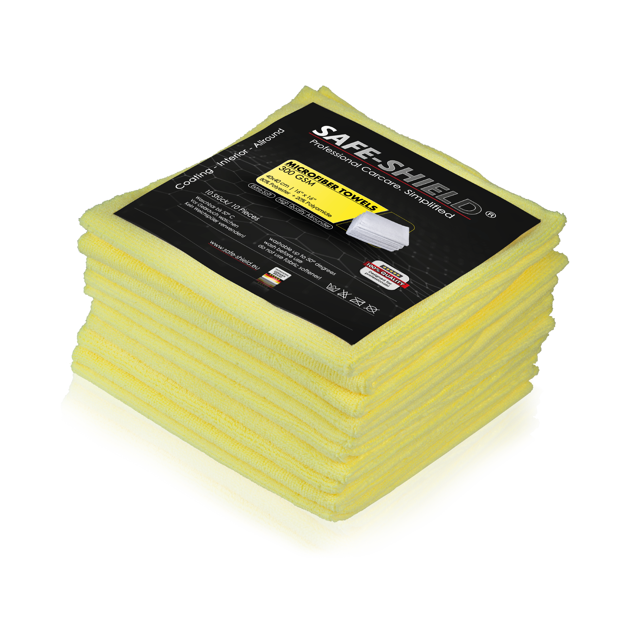 gelbe mikrofasertuecher gestapelt