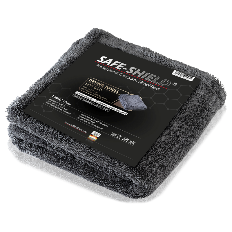Microfibre de séchage automobile Safe-Shield grise à boucles torsadées.