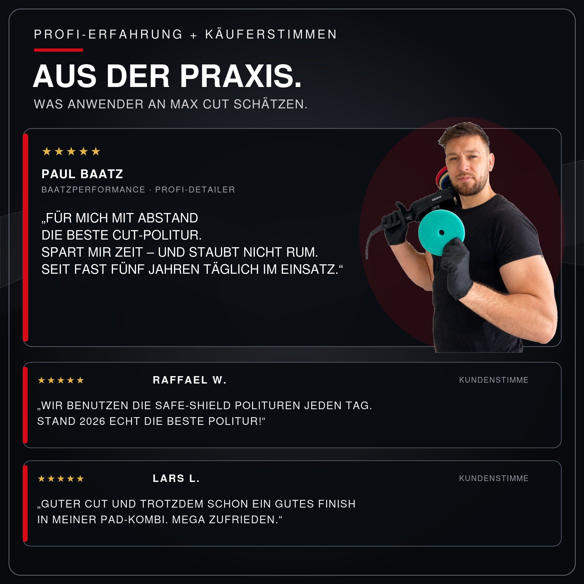 Erfahrungen von Profi-Detailer Paul Baatz und weiteren Anwendern mit Max Cut.