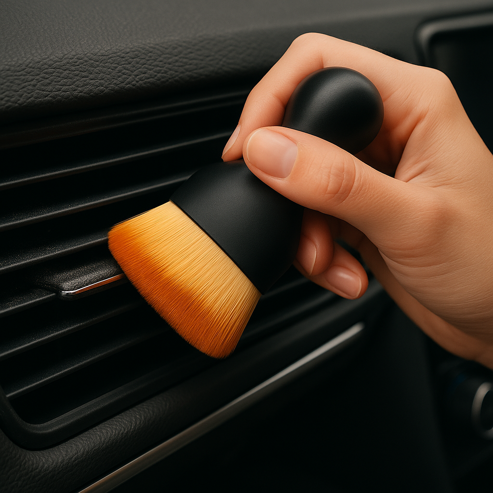 Pinceau Ultra Soft pour habitacle sur une bouche de ventilation